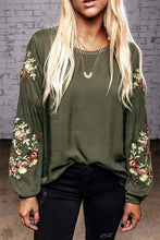 Load image into Gallery viewer, Floral Embroidery Long Sleeve Top