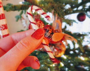 Mini felt candy cane ornaments