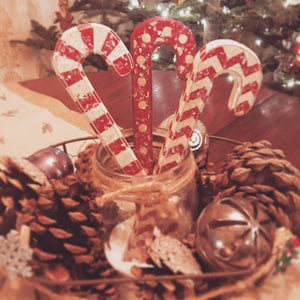 Wood Red Candy Canes Set