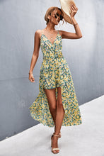Load image into Gallery viewer, Floral Spaghetti Strap Surplice Romper with Skirt Overlay