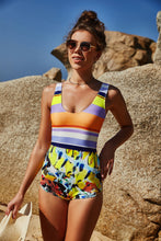 Load image into Gallery viewer, Mixed Print Thick Strap Scoop Neck One-Piece Swimsuit