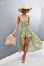 Load image into Gallery viewer, Floral Spaghetti Strap Surplice Romper with Skirt Overlay