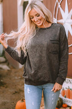 Load image into Gallery viewer, Acid Wash Round Neck Dropped Shoulder Sweatshirt