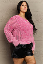 Load image into Gallery viewer, HEYSON Soft Focus Full Size Wash Cable Knit Cardigan in Fuchsia