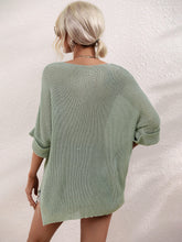 Load image into Gallery viewer, Boat Neck Cuffed Sleeve Slit Tunic Knit Top