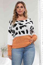 Load image into Gallery viewer, Plus Size Leopard Round Neck Long Sleeve Sweater