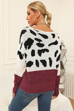 Load image into Gallery viewer, Full Size Two-Tone Boat Neck Sweater