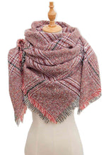 Load image into Gallery viewer, Plaid Raw Hem Polyester Scarf