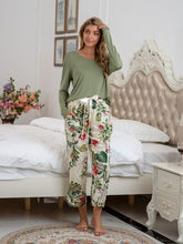 Load image into Gallery viewer, Round Neck Top and Printed Pants Lounge Set