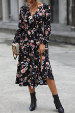 Load image into Gallery viewer, Floral Long Sleeve Surplice Neck Dress