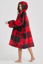 Load image into Gallery viewer, Plaid Hooded Oversize Fuzzy Lounge Dress