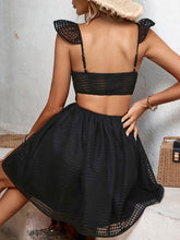Load image into Gallery viewer, Ruffled Square Neck Fishnet A-Line Dress