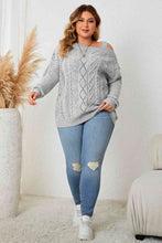 Load image into Gallery viewer, Plus Size Cold Shoulder Asymmetrical Cable-Knit Top