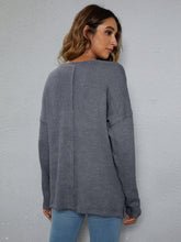 Load image into Gallery viewer, Dropped Shoulder High-Low Waffle-Knit Top