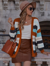 Load image into Gallery viewer, Striped Drop Shoulder Open Front Cardigan