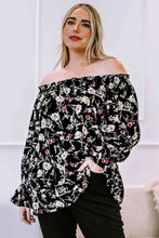 Load image into Gallery viewer, Plus Size Floral Frilled Off-Shoulder Blouse