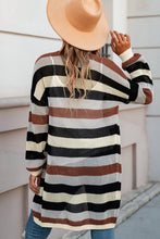 Load image into Gallery viewer, Full Size Striped Long Sleeve Openwork Cardigan