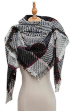 Load image into Gallery viewer, Plaid Raw Hem Polyester Scarf