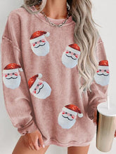 Load image into Gallery viewer, Sequin Santa Patch Ribbed Sweatshirt