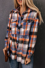 Load image into Gallery viewer, Plaid Button-Front Peplum Shirt