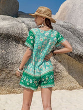 Load image into Gallery viewer, Tied Printed Short Sleeve Romper