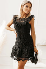 Load image into Gallery viewer, Round Neck Cap Sleeve Lace Mini Dress