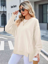 Load image into Gallery viewer, Exposed Seam High-Low Round Neck Sweatshirt