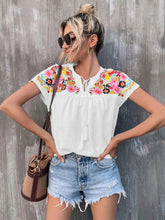 Load image into Gallery viewer, Printed Notched Neck Short Sleeve Blouse