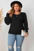 Load image into Gallery viewer, Plus Size Round Neck Lantern Sleeve Blouse