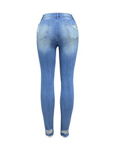 Load image into Gallery viewer, Distressed Buttoned Jeans with Pockets