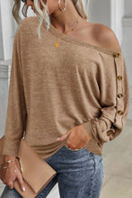 Load image into Gallery viewer, Boat Neck Buttoned Long Sleeve T-Shirt