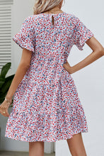 Load image into Gallery viewer, Ditsy Floral Flounce Sleeve Tiered Dress