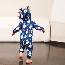 Load image into Gallery viewer, Snowman Print Hooded Jumpsuit