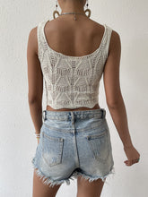Load image into Gallery viewer, Openwork Hem Detail Cropped Knit Tank
