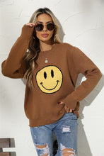 Load image into Gallery viewer, Round Neck Long Sleeve Smily Face Graphic Sweater