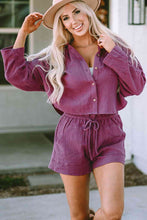 Load image into Gallery viewer, Buttoned Long Sleeve Top and Shorts Set