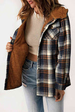 Load image into Gallery viewer, Plaid Snap Down Hooded Jacket
