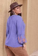 Load image into Gallery viewer, Plus Size Printed V-Neck Long Sleeve Blouse
