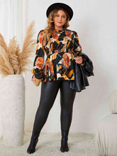 Load image into Gallery viewer, Plus Size Elastic Detail Long Sleeve Floral Babydoll Top