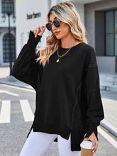 Load image into Gallery viewer, Exposed Seam High-Low Round Neck Sweatshirt