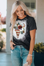 Load image into Gallery viewer, US Flag Bull Graphic Round Neck Tee