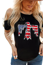 Load image into Gallery viewer, US Flag Bird Graphic Cold-Shoulder Tee