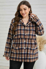 Load image into Gallery viewer, Plus Size Plaid Buttoned Collared Shacket