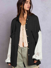 Load image into Gallery viewer, Openwork Collared Neck Button Front Shirt