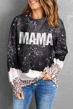 Load image into Gallery viewer, MAMA Leopard Color Block Round Neck Sweatshirt