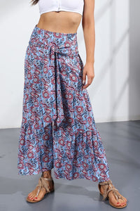 Printed Tie-Front Culottes