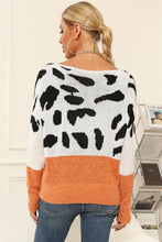 Load image into Gallery viewer, Full Size Two-Tone Boat Neck Sweater