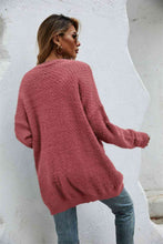 Load image into Gallery viewer, Open Front Openwork Fuzzy Cardigan with Pockets