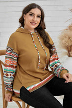 Load image into Gallery viewer, Plus Size Printed Side Slit Waffle-Knit Hoodie