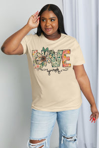 Simply Love Full Size LOVE YOURSELF Graphic Cotton Tee